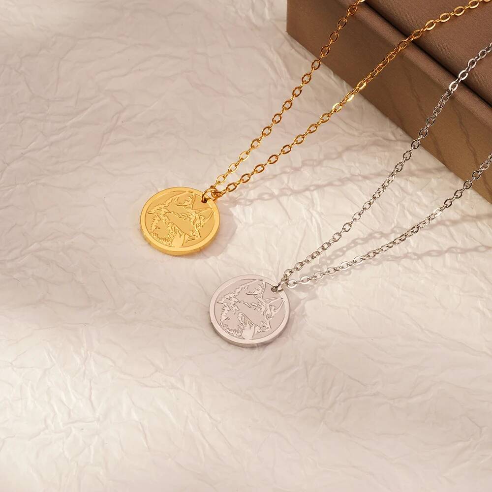 Coin Necklace Delicate - Stainless Steel Fashion Delicate Animal Wolf