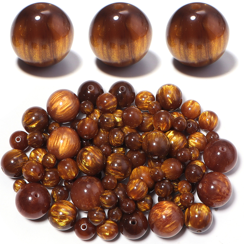 Resin Bangle Bracelet - 5-30pcs/lot 8-20mm Gilding Resin Beads Gold