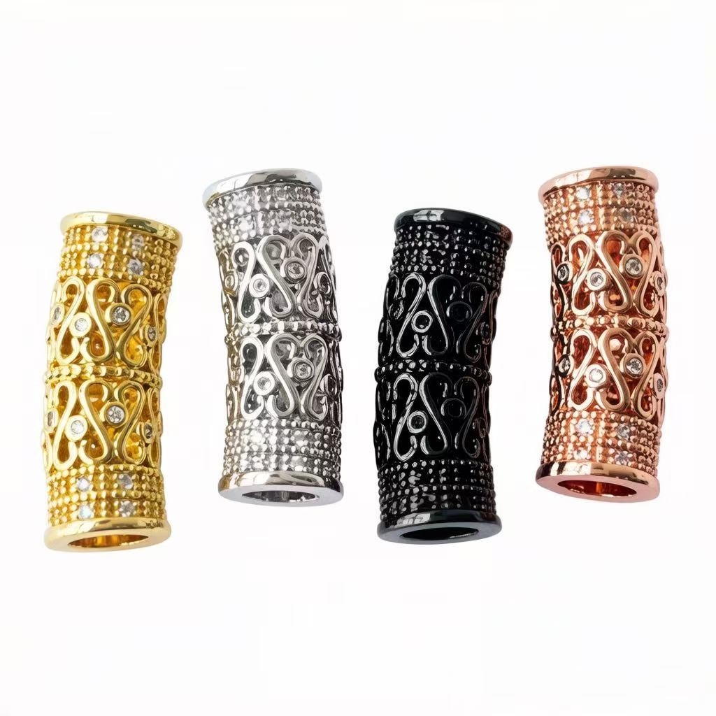 Women'S Work Accessories - 5Pcs Zirconia Pave Copper Hollow Tube