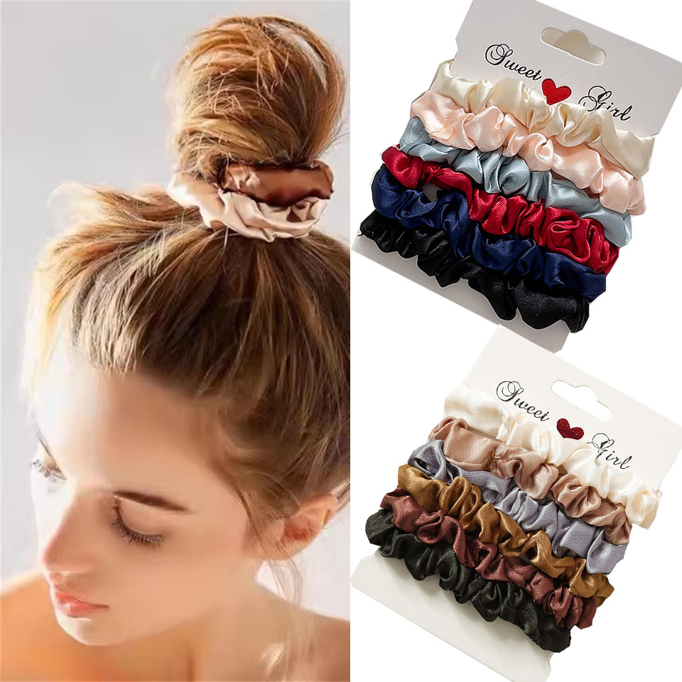 Women Accessories Wholesale China - 5/6pcs Satin Hair Scrunchies for Women