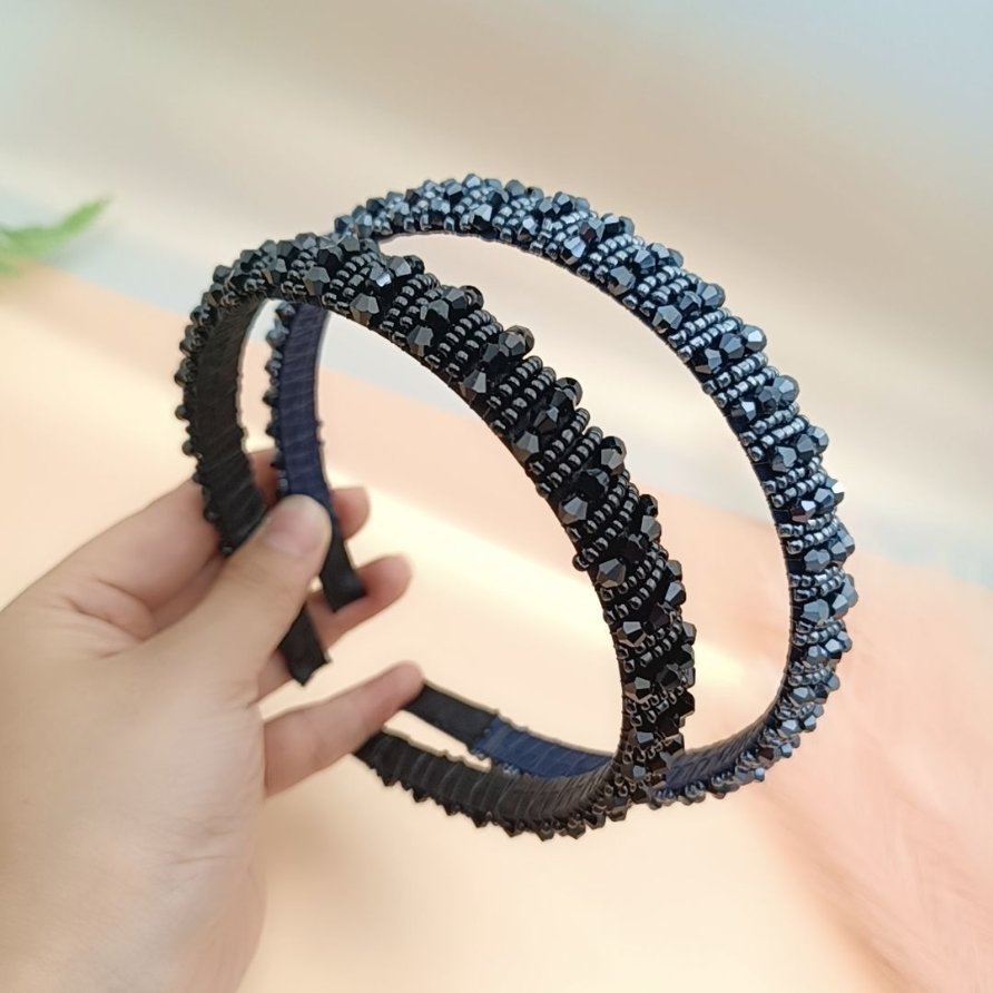 Women Accessories Wholesale China - Korean Fashion Shiny Beaded Headband For