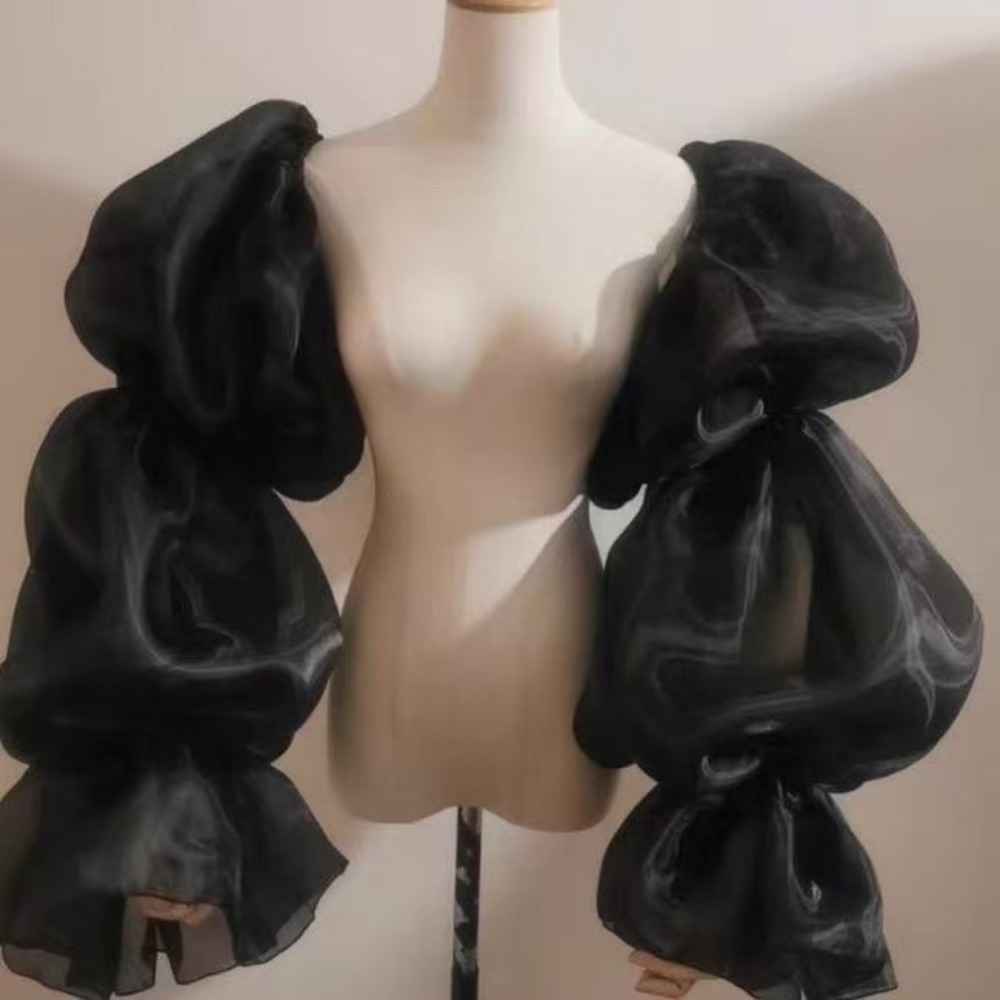 Women'S Winter Accessories Set - Elegant Puffy Wedding Arm Sleeves Ruffled
