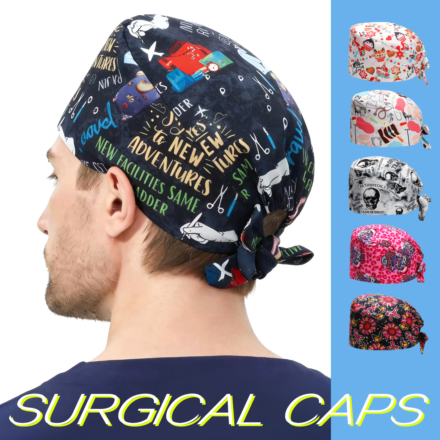 Women'S Work Accessories - Cartoon Printing Surgical Caps Dental Nursing