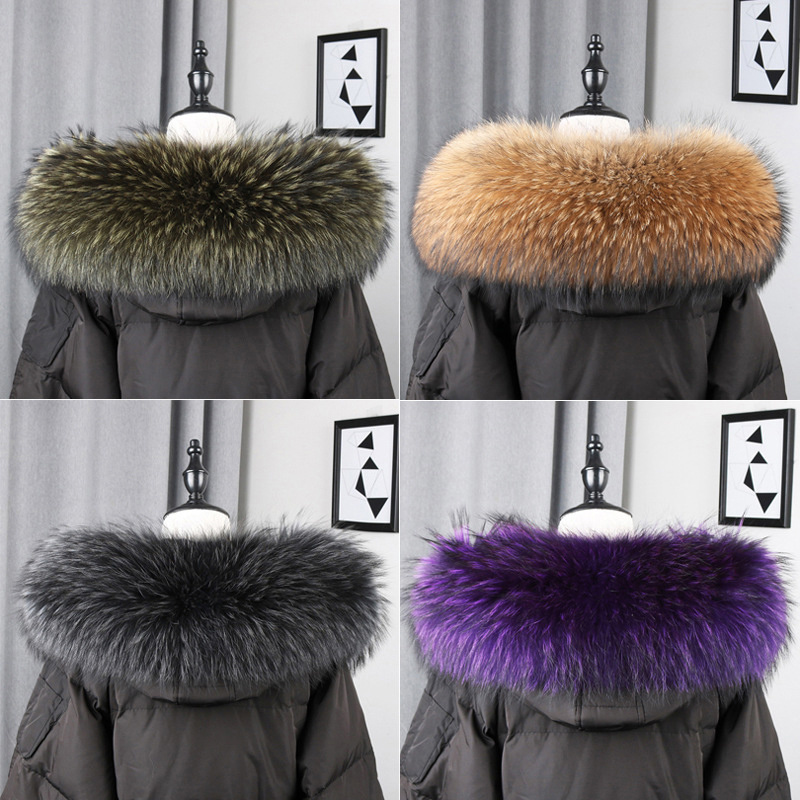 Women'S Winter Accessories Set - 100% Real Fur Collar Coat Winter