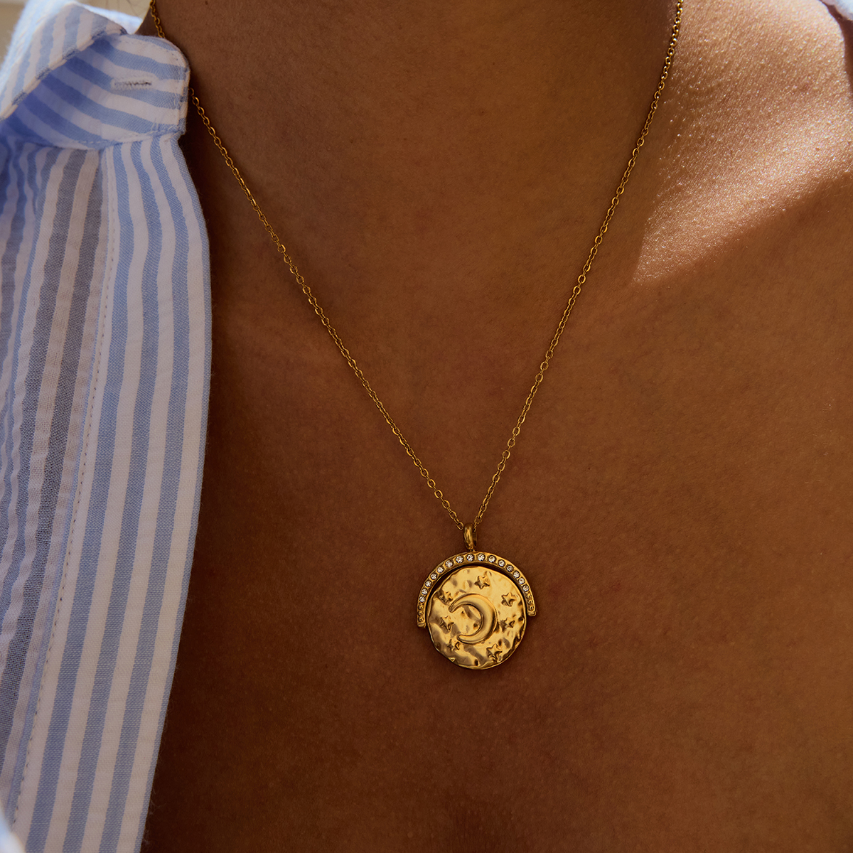 Coin Necklace Delicate - Yori Simple Delicate Star Moon Coin