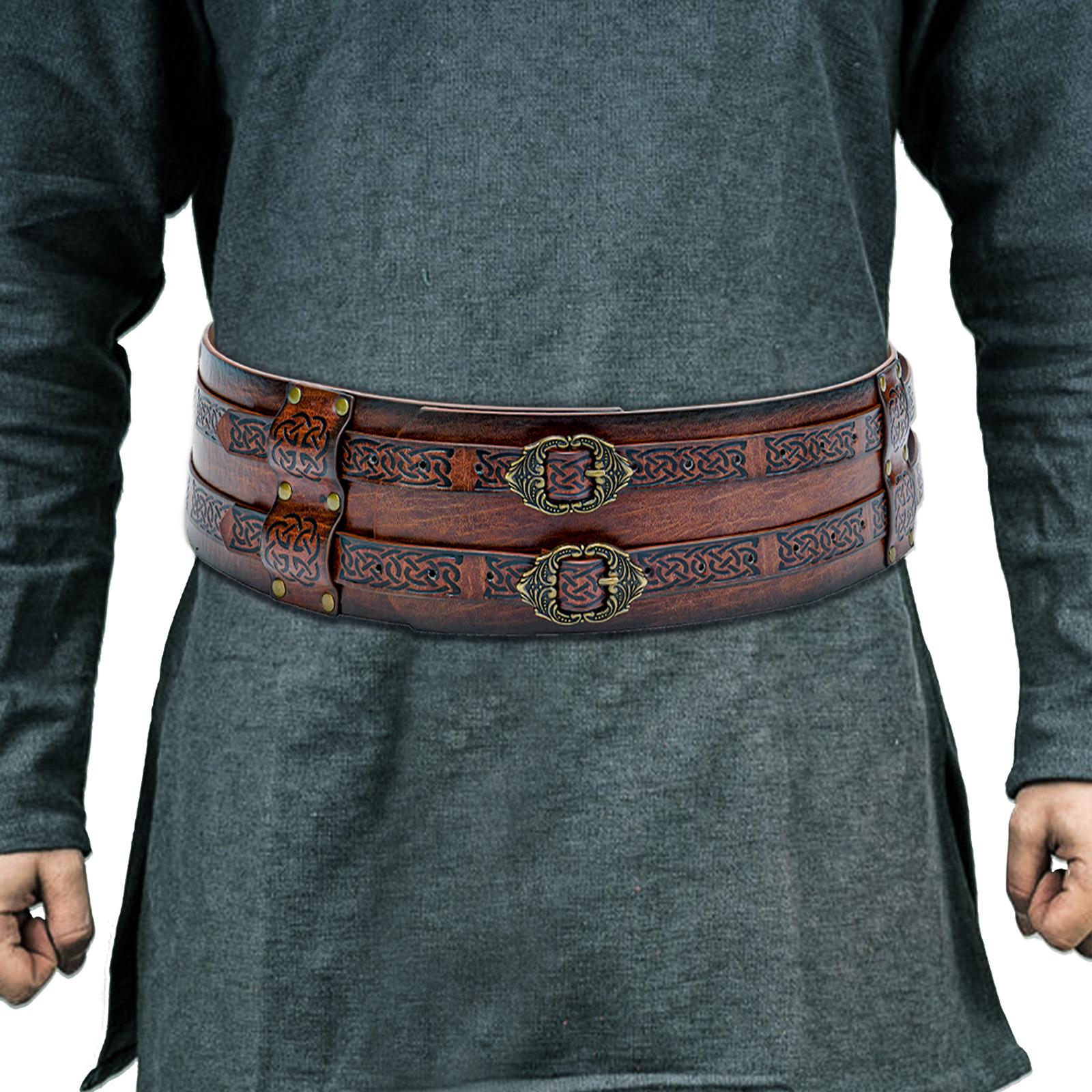 Women'S Viking Accessories - Men Women Runic Leather Belt Double