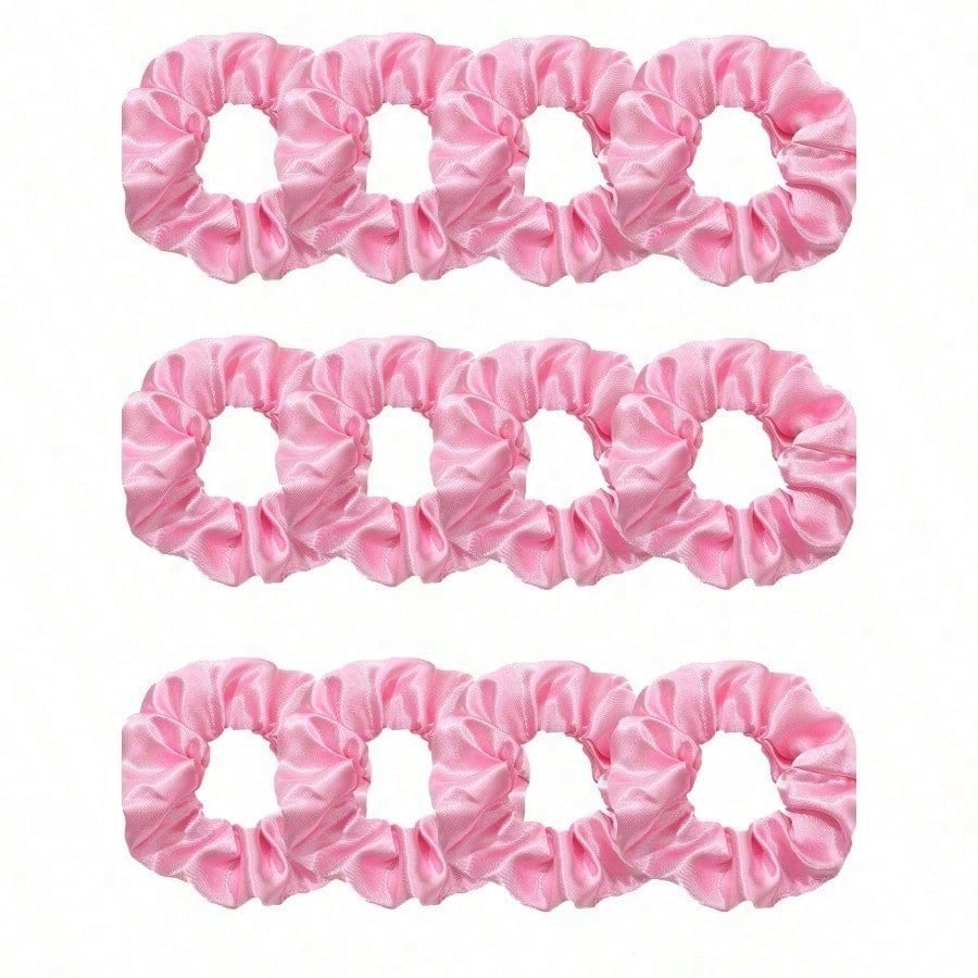 Women Accessories Combo - 12pcs Solid Color Satin Silk Hair
