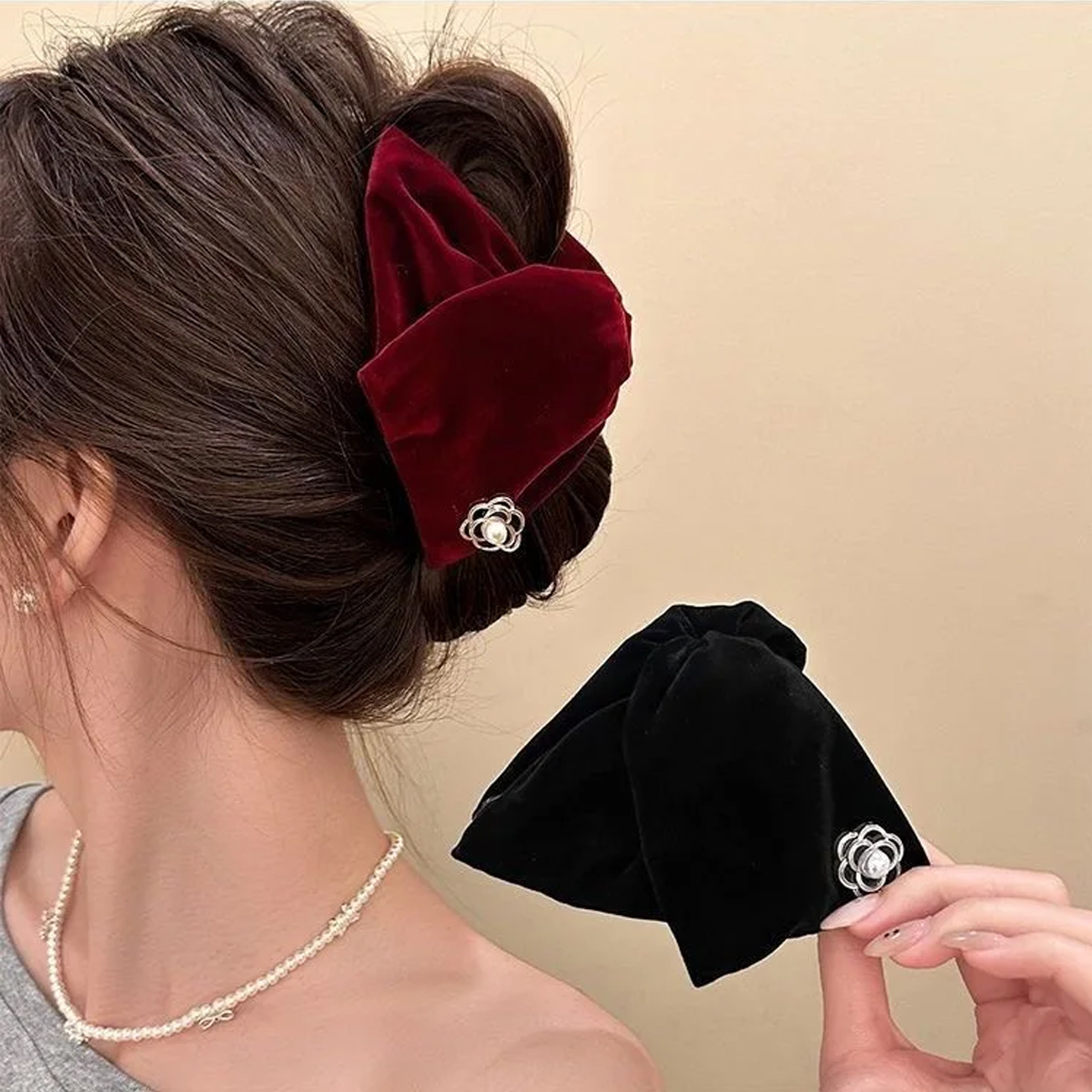1pc Vintage Velvet Camellia Tr - Women'S Winter Accessories Set recension och pris