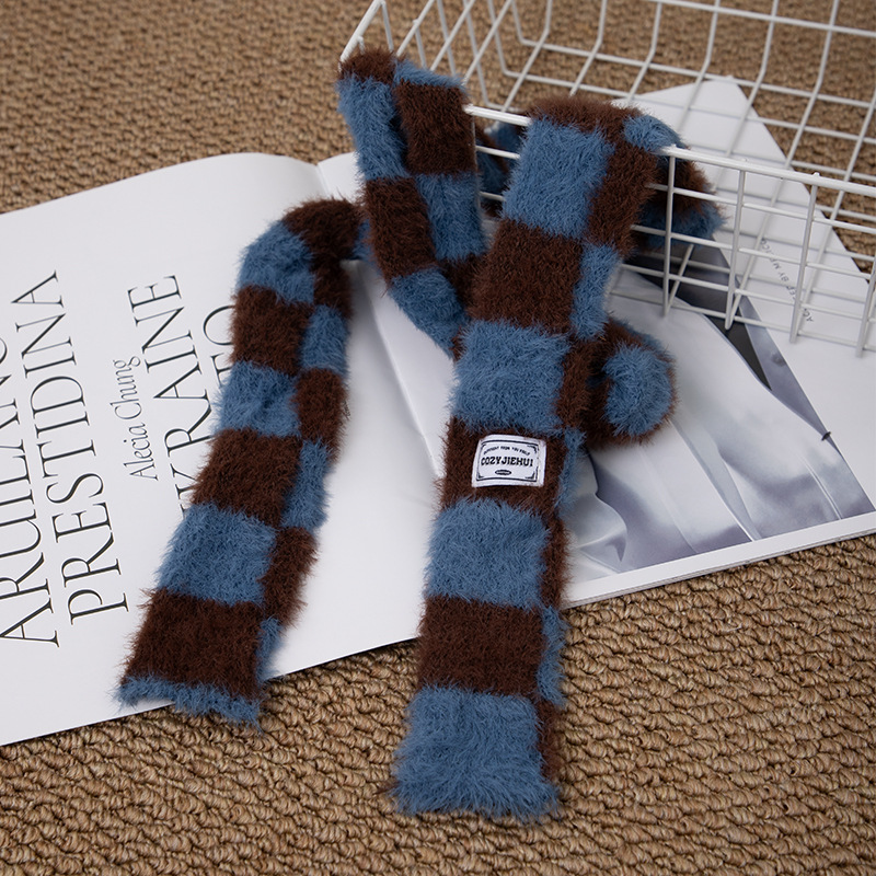 Y2k Striped Plush Narrow Long  - Women'S Winter Accessories Set recension och pris