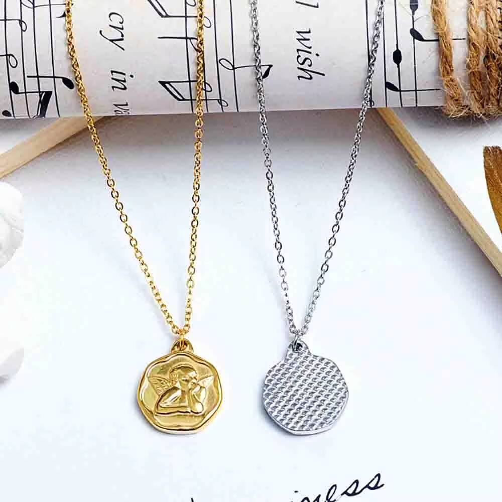 Stainless Steel Gold Plated Wo - Coin Necklace Delicate recension och pris
