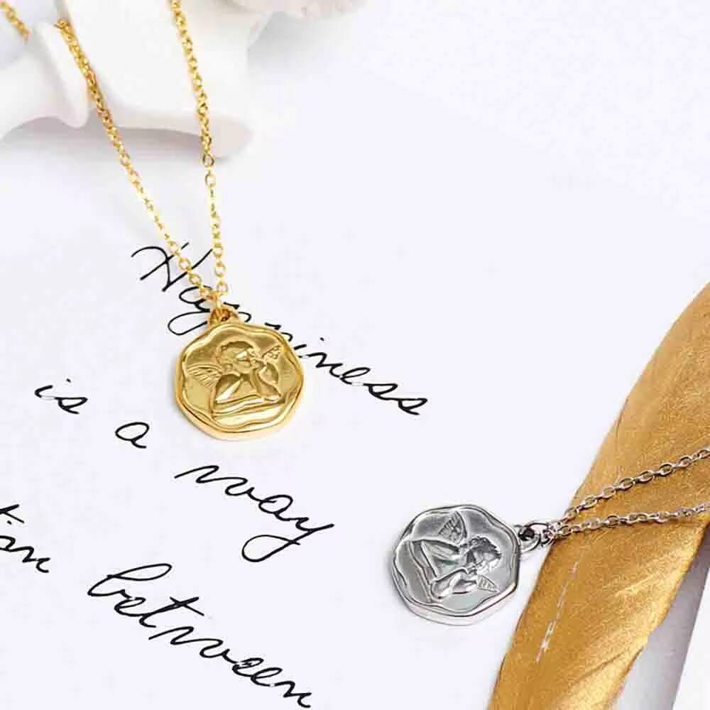 Stainless Steel Gold Plated Wo - Coin Necklace Delicate recension och pris