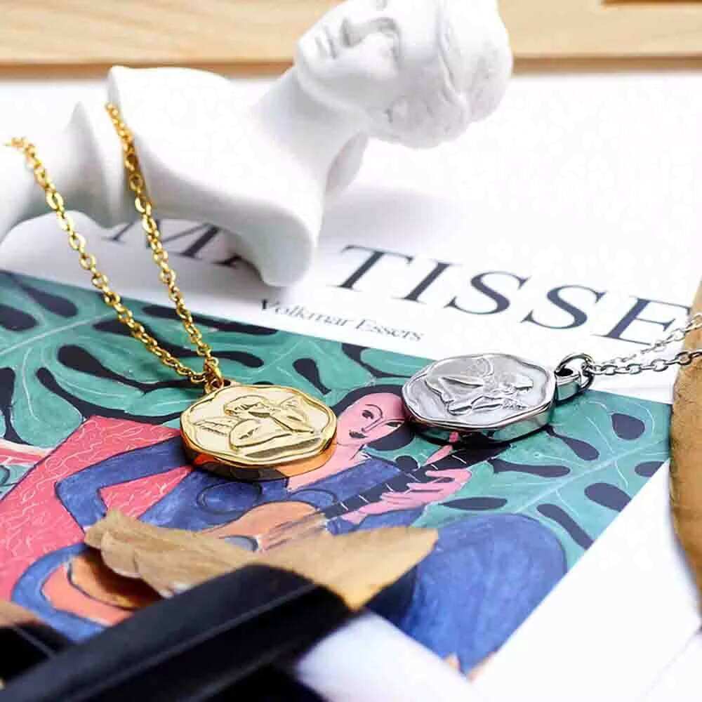 Stainless Steel Gold Plated Wo - Coin Necklace Delicate recension och pris