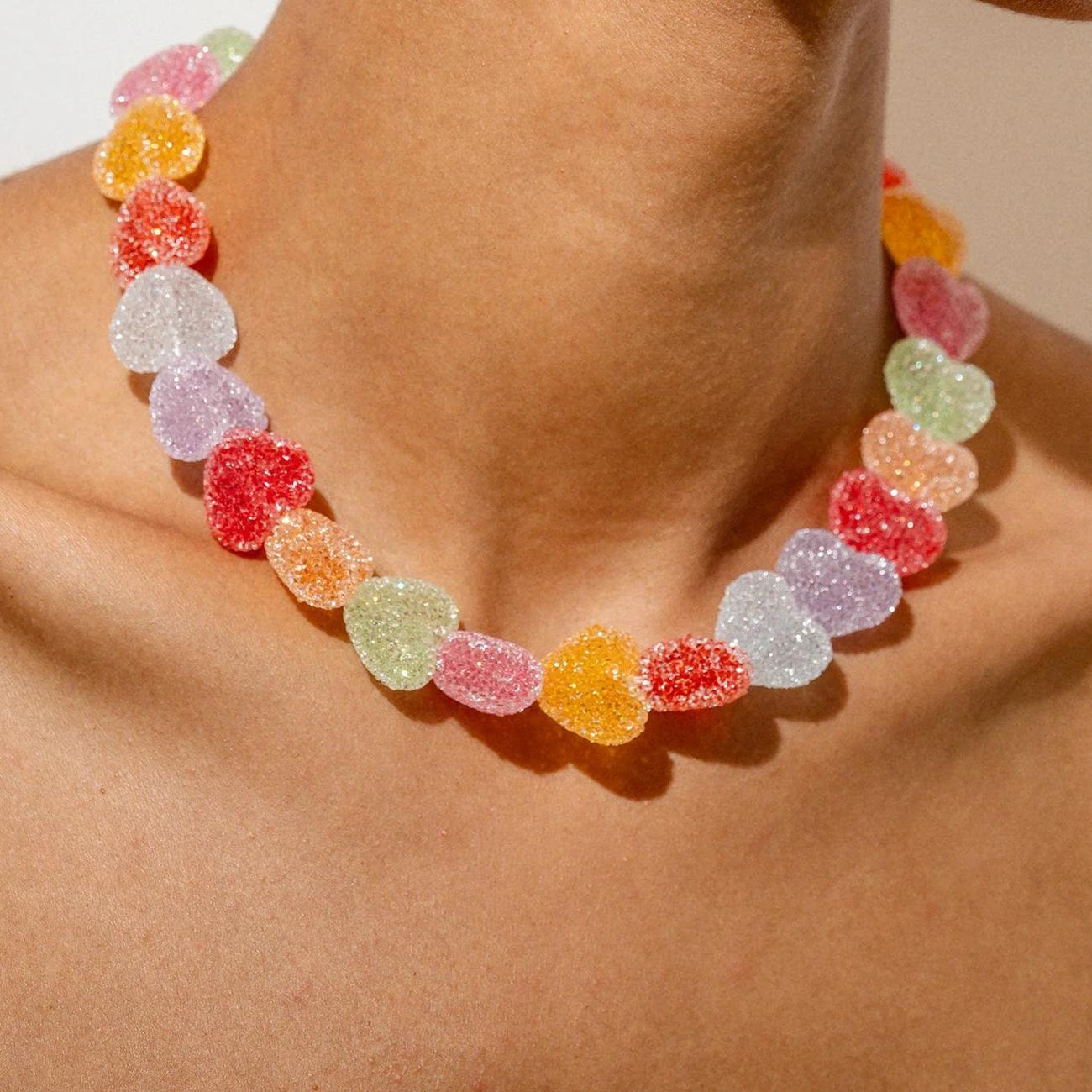Colorful Heart Resin Necklace  - Resin Bangle Bracelet recension och pris