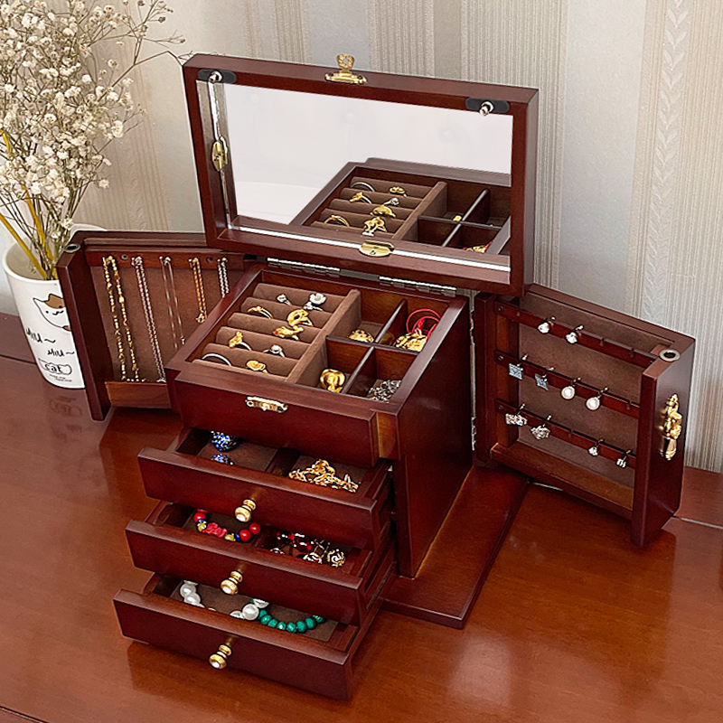 Wood Jewelry Box Velvet Drawer - Women Accessories Drawer recension och pris