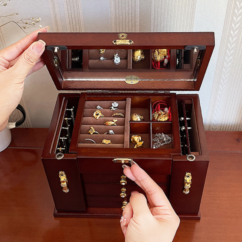 Wood Jewelry Box Velvet Drawer - Women Accessories Drawer recension och pris