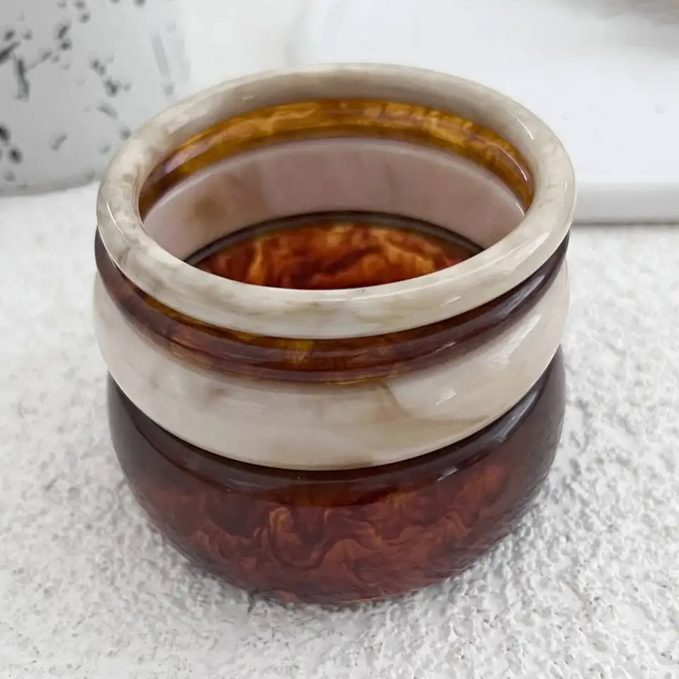 Trendy Brown Beige Thick Resin - Resin Bangle Bracelet recension och pris