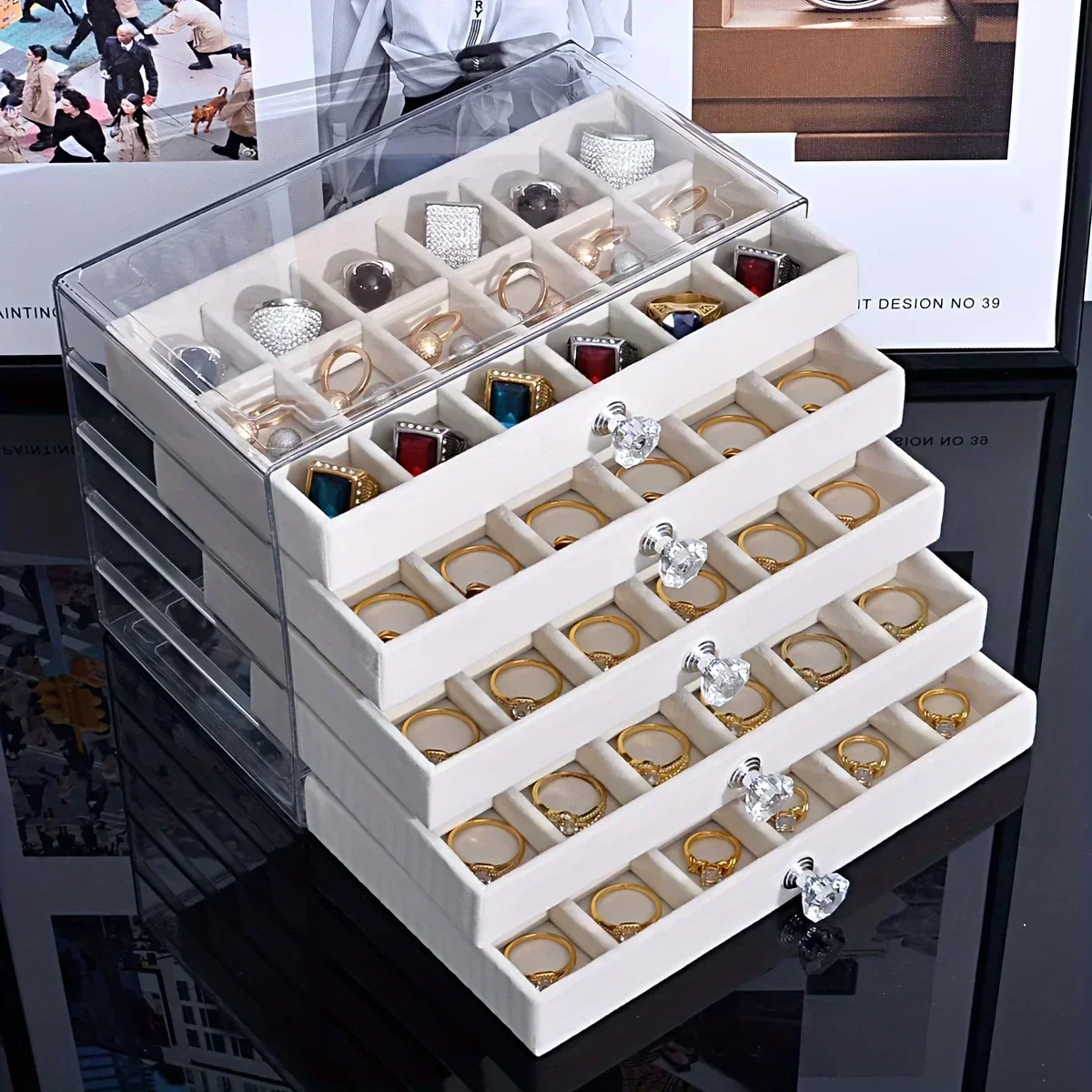 New 7 Layers Gray Jewelry Stor - Women Accessories Drawer recension och pris